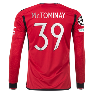 adidas Manchester United Authentic Scott McTominay Long Sleeve Home Jersey w/ Champions League Patches 23/24 (Team College Red)