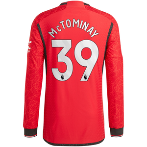 adidas Manchester United Authentic Scott McTominay Long Sleeve Home Jersey w/ EPL + No Room For Racism Patches 23/24 (Team College Red)