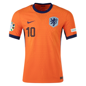 Nike Netherlands Match Authentic Memphis Depay Home Jersey w/ Euro 2024 Patches 24/25 (Safety Orange/Blue Void)