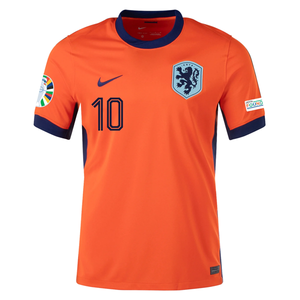 Nike Netherlands Memphis Depay Home Jersey w/ Euro 2024 Patches 24/25 (Safety Orange/Black)