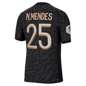 Nike Paris Saint-Germain Authentic Nunes Mendes Match Third Jersey w/ Ligue 1 Champion Patch  23/24 (Anthracite/Black/Stone)