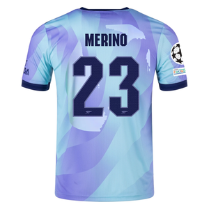 adidas Arsenal Authentic Mikel Merino Third Jersey w/ Champions League Patches 24/25 (Clear Aqua/Light Flash Purple)