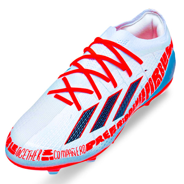 adidas Jr. X Speedportal Messi.1 Firm Ground Soccer Cleats White Sola Soccer Wearhouse