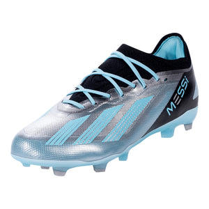 adidas Jr.X Crazyfast.1 Messi FG Soccer Cleats (Silver Metallic/Bliss Blue)