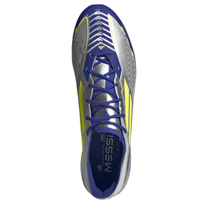 adidas F50 Messi Elite FG Soccer Cleats (Silver Metallic/Lucid Blue)