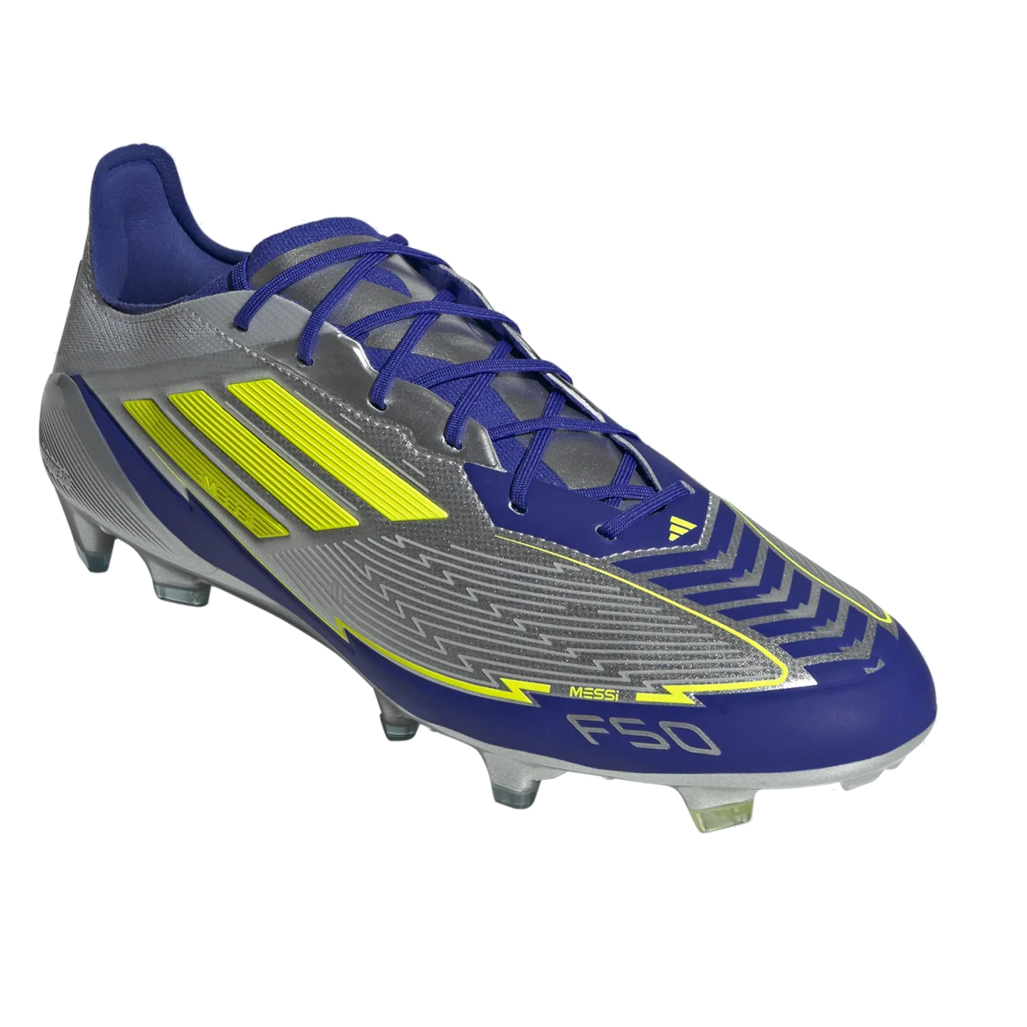 Adidas F50 Messi Elite FG Soccer Cleats Silver Metallic Lucid Blue Adidas F50 Messi Elite FG Soccer Cleats Silver Metallic Lucid Blue