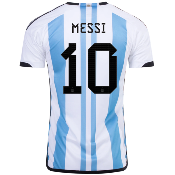 adidas Argentina Lionel Messi Three Star Home Jersey w/ World Cup Champion  Patch 22/23 (White/Light Blue)