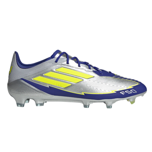 adidas F50 Messi Elite FG Soccer Cleats (Silver Metallic/Lucid Blue)