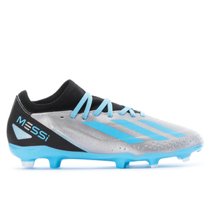 adidas Jr. X Crazyfast Messi.3 FG Soccer Cleats (Silver Metallic/Bliss Blue)