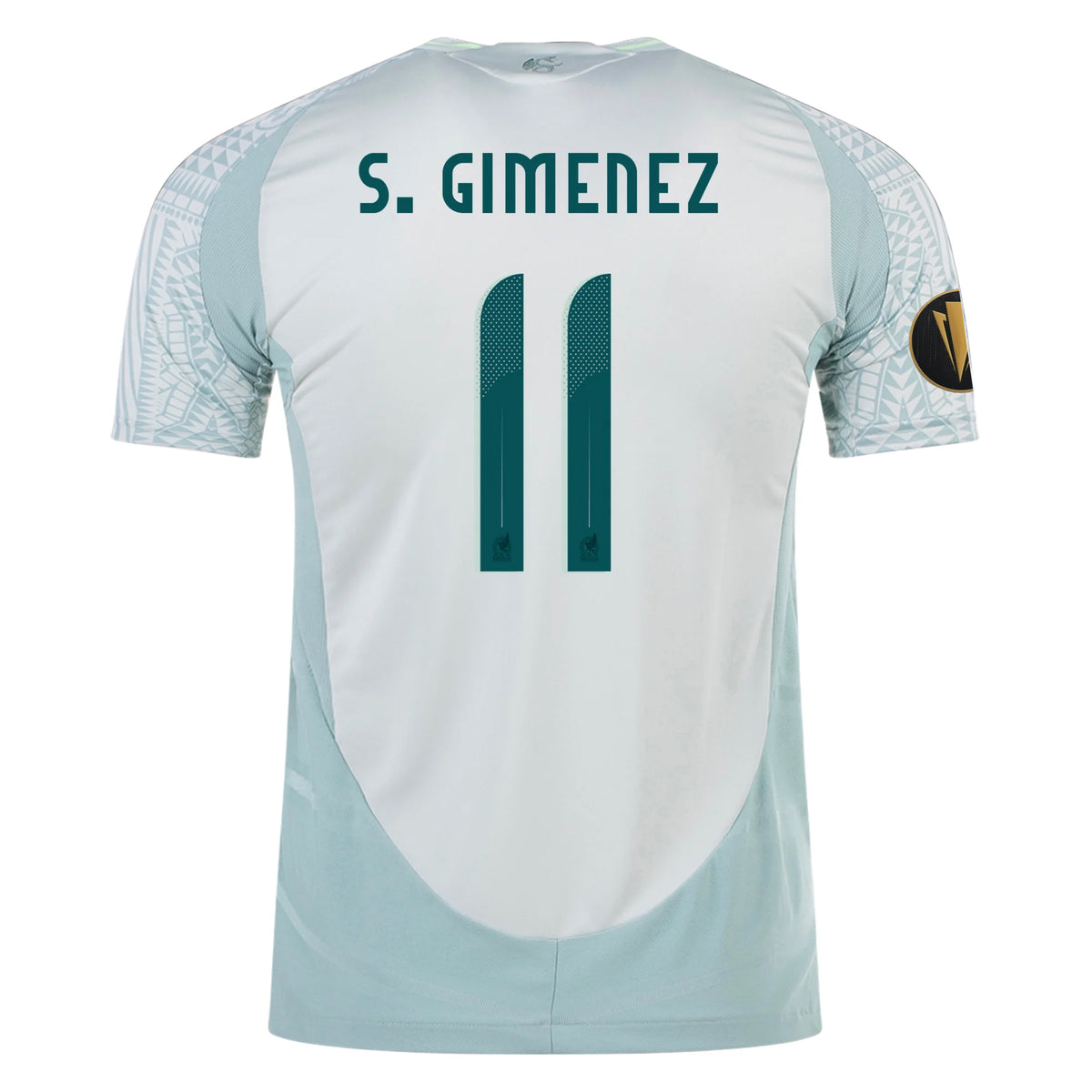 adidas Santi Gimenez Mexico Authentic Away Jersey 24/25 w/ Gold Cup 2025 Patches (Linen Green)