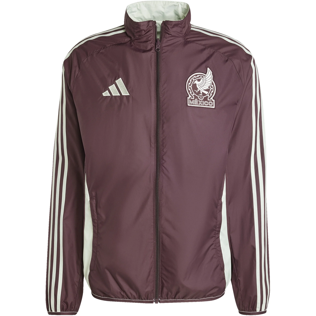 adidas Mexico Anthem Jacket 2024 Dark Burgundy Linen Green Soccer Wearhouse