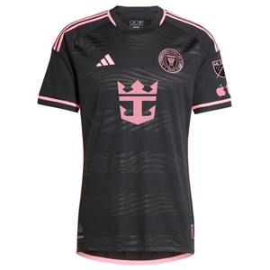 adidas Inter Miami Authentic Lionel Messi Royal Caribbean Away Jersey w/ MLS + Apple TV Patches 23/24 (Black/Bliss Pink)