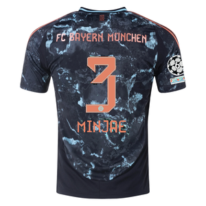 adidas Bayern Munich Authentic Kim Min-jae Away Jersey w/ Champions League Patches 24/25 (Black/Copper/Blue)