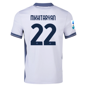 Nike Inter Milan Henrikh Mkhitaryan Away Jersey w/ Serie A + Scudetto Patch 24/25 (Summit White/Iris Whisper)