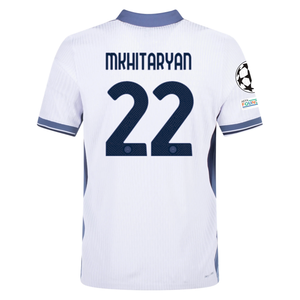 Nike Inter Milan Authentic Henrikh Mkhitaryan Away Jersey w/ Champions League + Scudetto Patch 24/25 (White/Silver)