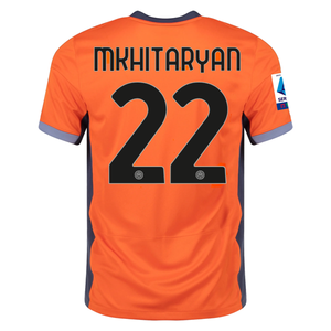 Nike Inter MilanHenrikh Mkhitaryan Third Jersey w/ Serie A + Copa Italia Patches 23/24 (Safety Orange/Thunder Blue)