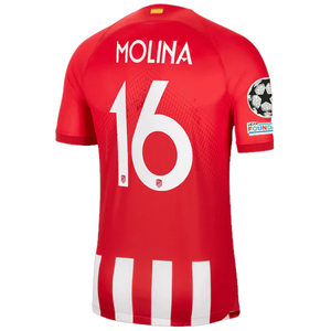 Nike Atletico Madrid Nahuel Molina Home Jersey w/ Champions League Patches 23/24 (Sport Red/Global Red)