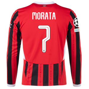 Puma AC Milan Alvaro Morata Home Long Sleeve Jersey w/ Champions League Patches 24/25 (Red/Black)