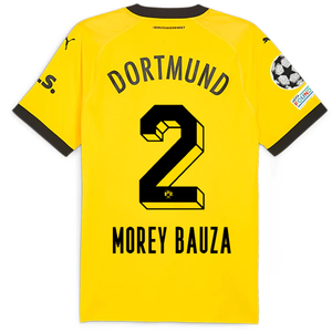 Puma Borussia Dortmund Authentic Morey Bauza Home Jersey w/ Champions League Patches 23/24 (Cyber Yellow/Puma Black)