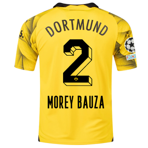 Puma Mens Borussia Dortmund Mateu Morey Third Jersey w/ Champions League Patches 23/24 (Cyber Yellow/Puma Black)