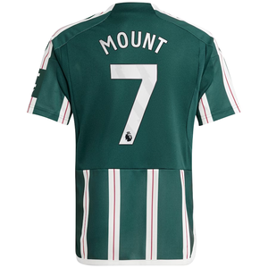 adidas Youth Manchester United Mason Mount Away Jersey 23/24 (Green Night/Core White/Active Maroon)