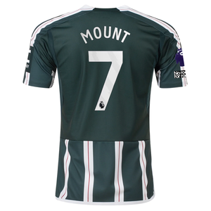 adidas Manchester United Mason Mount Away Jersey w/ EPL + No Room For Racism Patches 23/24 (Green Night/Core White)