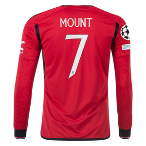 adidas Manchester United Authentic Mason Mount Long Sleeve Home Jersey w/ Champions League Patches 23/24 (Team College Red)