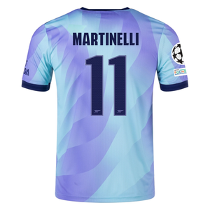 adidas Arsenal Authentic Gabriel Martinelli Third Jersey w/ Champions League Patches 24/25 (Clear Aqua/Light Flash Purple)