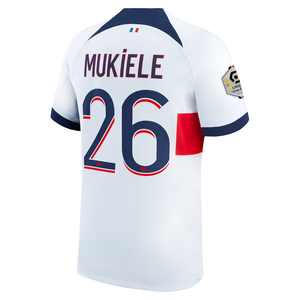 Nike Paris Saint-Germain Nordi Mukiele Away Jersey w/ Ligue 1 Patch 23/24 (White/Midnight Navy)