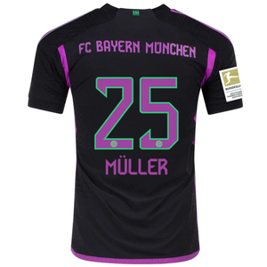 adidas Bayern Munich Authentic Thomas Müller Away Jersey w/ Bundesliga Champion Patch 23/24 (Black)