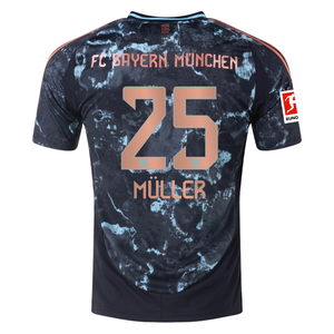 adidas Bayern Munich Thomas Mueller Away Jersey w/ Bundesliga Patch 24/25 (Black/Copper/Blue)