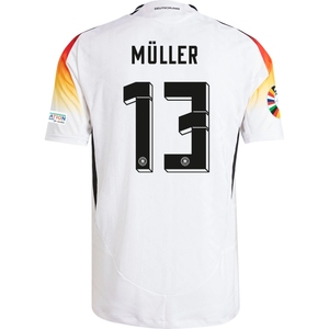 adidas Germany Authentic Thomas Muller Home Jersey w/ Euro 2024 Patches 24/25 (White)