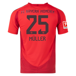 adidas Bayern Munich Authentic Thomas Muller Home Jersey w/ Bundesliga Patch 24/25 (Red)