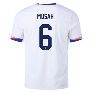 Nike Mens United States Authentic Yunus Musah Match Home Jersey 24/25 (White/Obsidian)