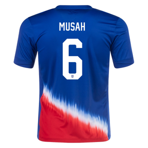 Nike Mens United States Yunus Musah Away Jersey 24/25 (Old Royal/Sport Red)