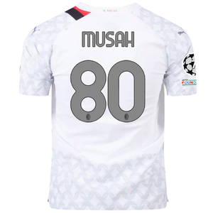 Puma AC Milan Authentic Yunus Musah Away Jersey w/ Champions League Patches 23/24 (Puma White/Feather Grey)