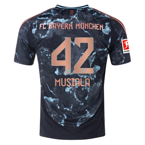 adidas Bayern Munich Jamal Musiala Away Jersey w/ Bundesliga Patch 24/25 (Black/Copper/Blue)