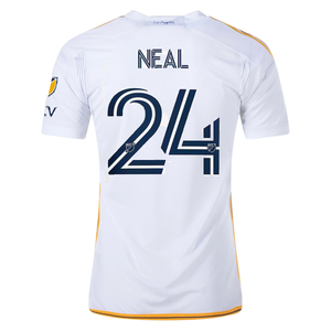 adidas LA Galaxy Jalen Neal Home Jersey w/ MLS + Apple TV Patches 24/25 (White/Yellow/Navy)