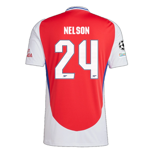 adidas Arsenal Reiss Nelson Home Jersey w/ Champions League Patches 24/25 (Better Scarlet/White)