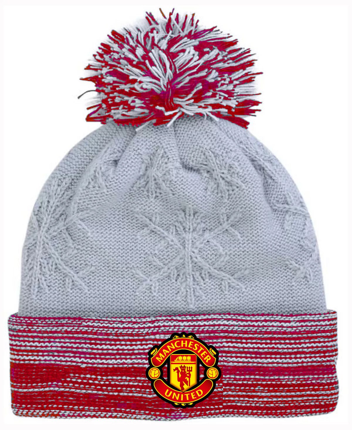New Era Manchester United Snow Crown Knit Beanie (Red/Grey) | SoccerWearhouse