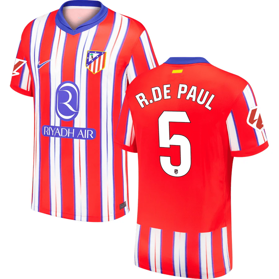 Nike Atletico Madrid Rodrigo De Paul Home Jersey w/ La Liga Patch 24/25 (Hyper Royal/Light Crimson) | SoccerWearhouse