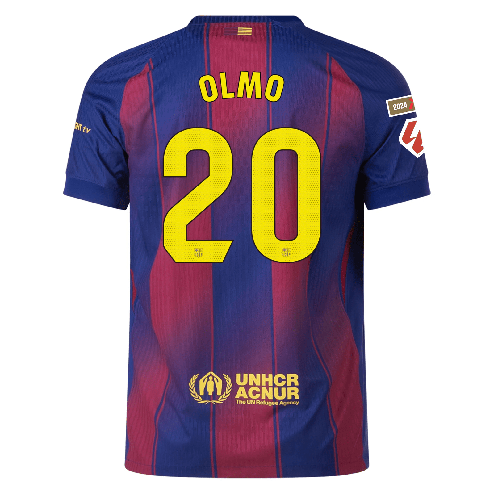 Nike Barcelona Authentic Dani Olmo Home Jersey w/ La Liga Champion Patches 25/26 (Deep Royal Blue/Midwest Gold) | SoccerWearhouse