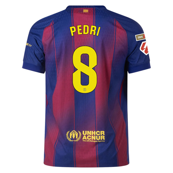 Nike Barcelona Authentic Pedri Home Jersey w/ La Liga Champion Patches