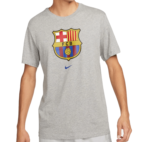 Nike Barcelona Crest T-Shirt 23/24 (Dark Grey Heather) | SoccerWearhouse