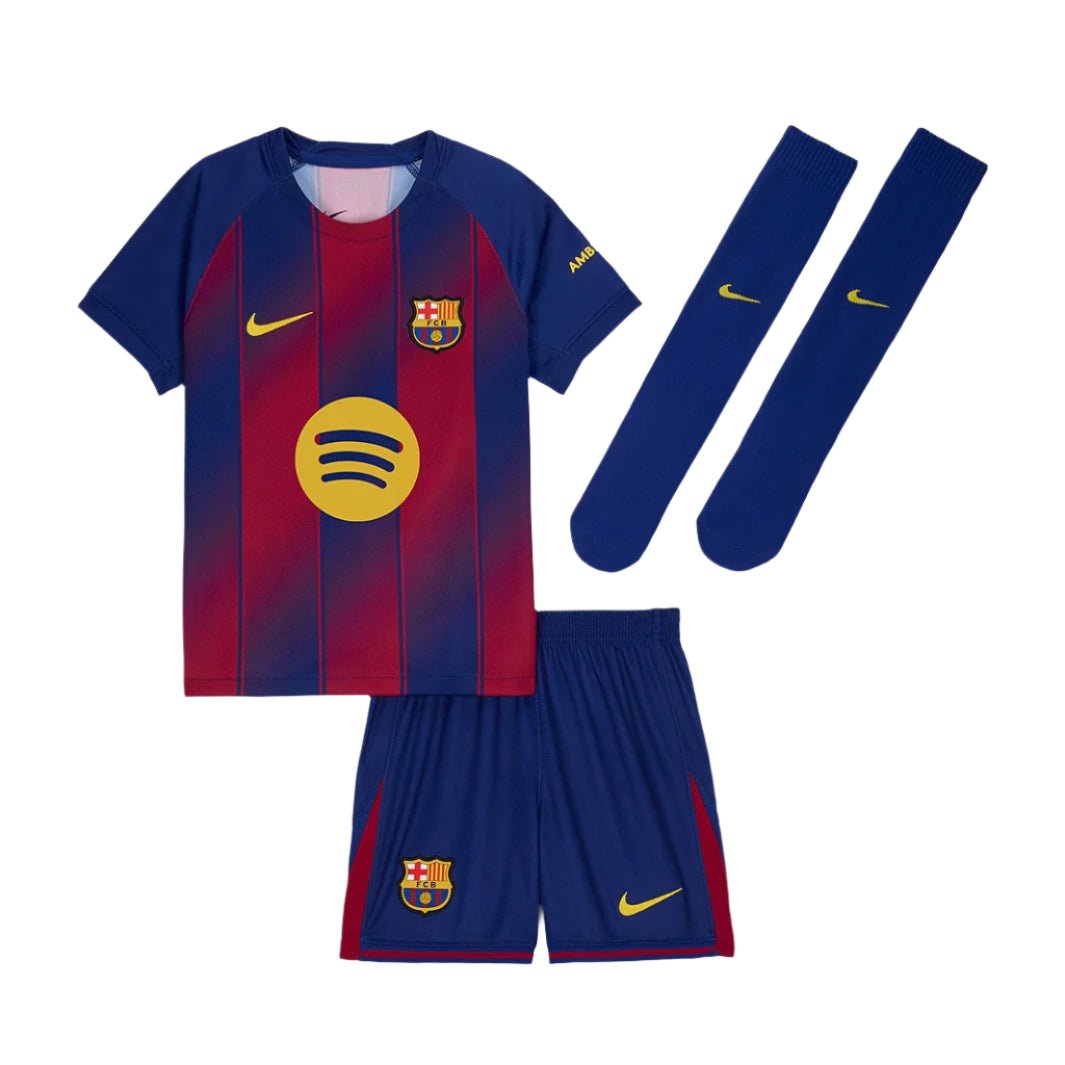 Nike Barcelona Little Kids 3 - Piece Home Kit 25/26 (Deep Royal Blue/Midwest Gold) | SoccerWearhouse