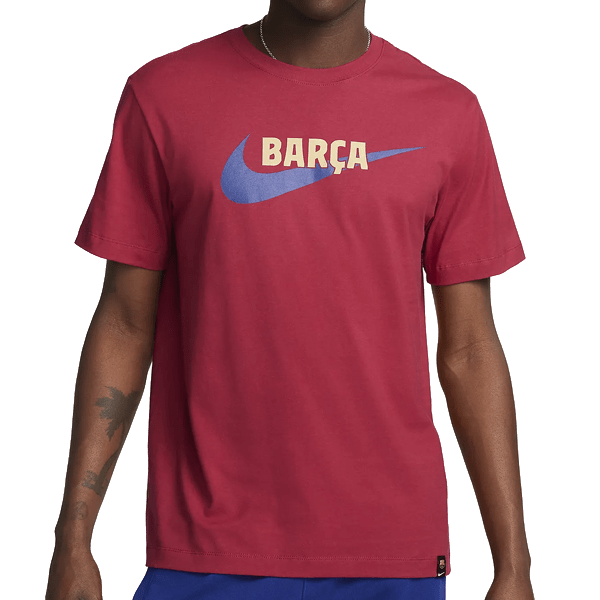 Nike Barcelona Swoosh T-Shirt 23/24 (Noble Red/Gold) | SoccerWearhouse
