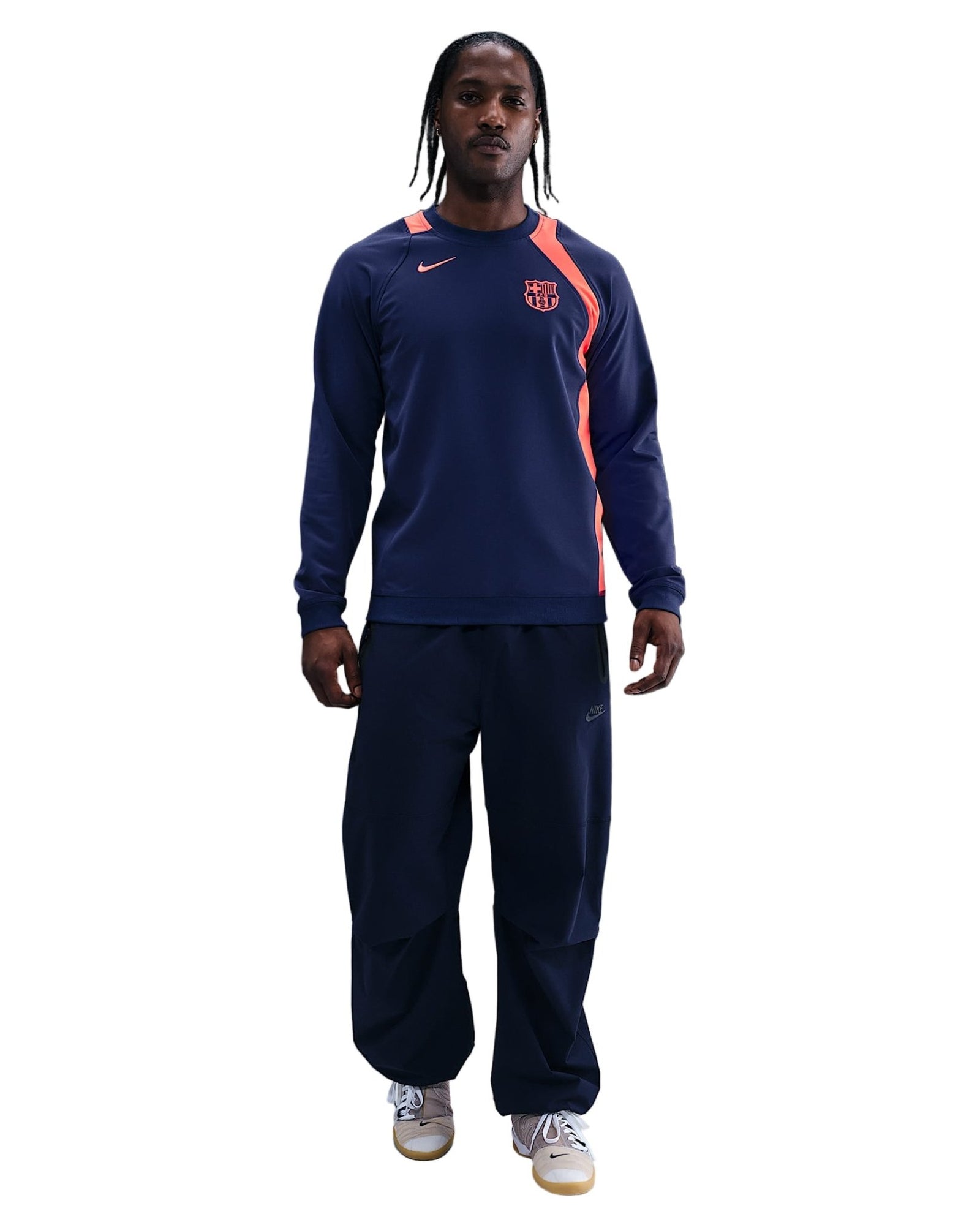 Nike Barcelona Third Total 90 Crew Neck Top 25/26 (Midnight Navy/Bright Mango) | SoccerWearhouse