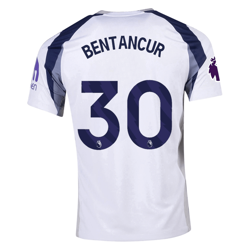 Nike Bentancur Tottenham Hotspurs Home Jersey w/ EPL + No Room For Racism Patch 25/26 (White/Iron/Binary Blue) | SoccerWearhouse