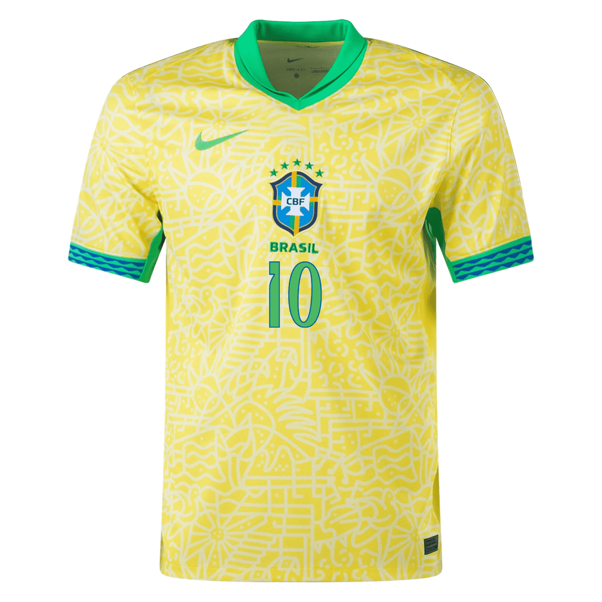 Nike Brazil Authentic Neymar Jr. Home Jersey 24/25 (Dynamic Yellow/Lemon Chiffon/Green Spark) | SoccerWearhouse