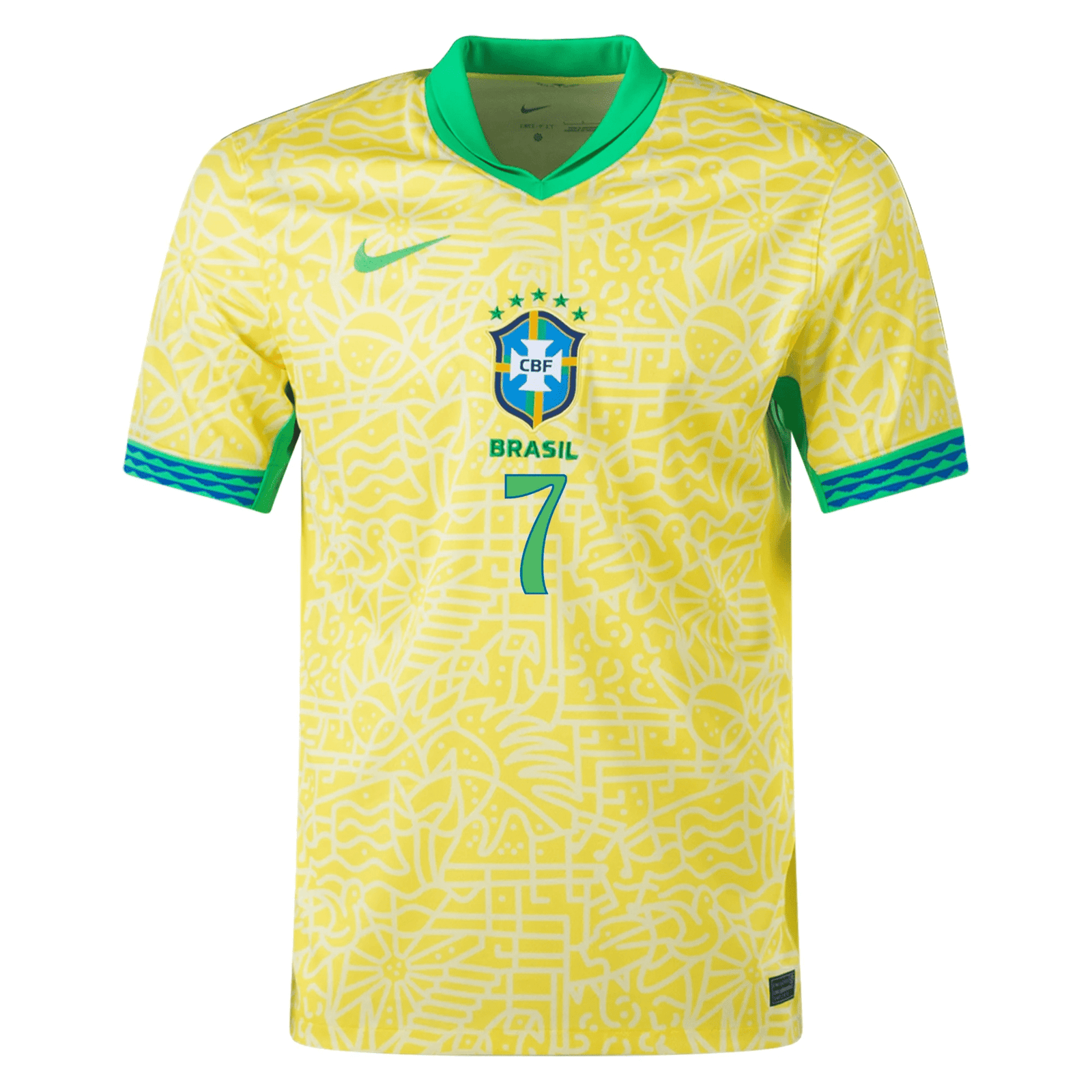 Nike Brazil Authentic Vini Jr. Home Jersey 24/25 (Dynamic Yellow/Lemon Chiffon/Green Spark) | SoccerWearhouse